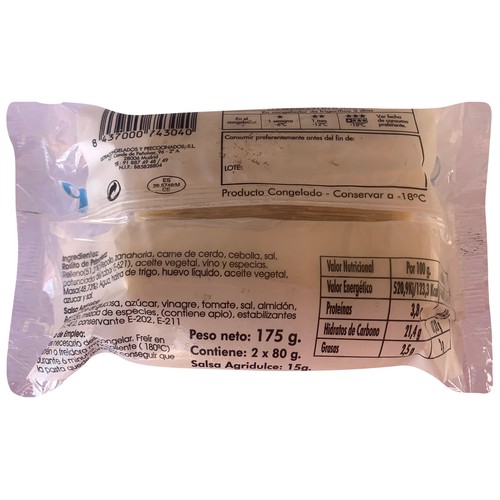 Rollitos de primavera congelados, con salsa agridulce UP! 160 g.