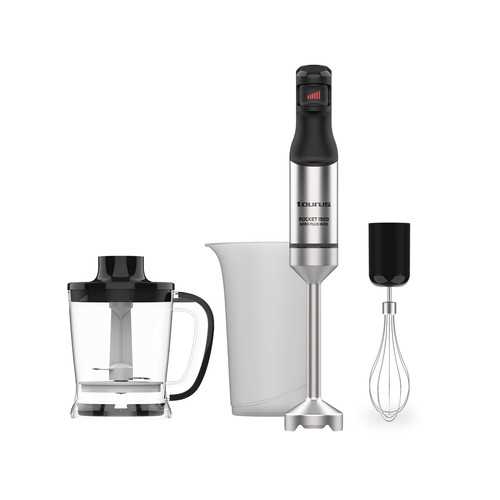 Batidora TAURUS Rocket 1500 Nero Plus Inox, 3 accesorios.