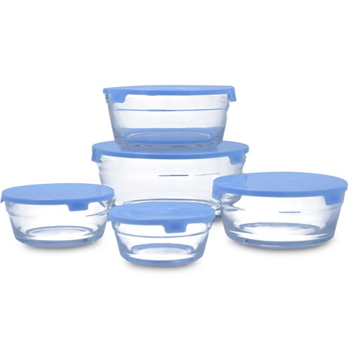 Set 5 recipientes 16cl vidrio. 25-44-65-110cl para almacenar alimentos. QUID