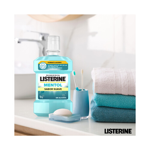 LISTERINE Enjuage bucal de uso diario sin alcohol, con sabor suave a mentol LISTERINE 1 l.