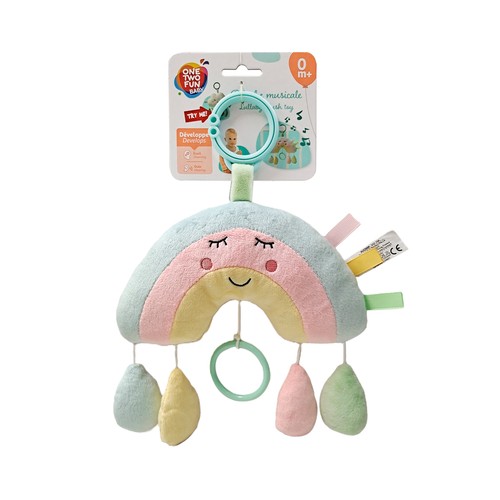 Peluche suave colgante con caja de música Arcoíris, Sol o Nube para cuna o carro, juguete bebé desarrollo cognitivo y auditivo, modelos surtidos +0 Meses ONE, TWO FUN Baby