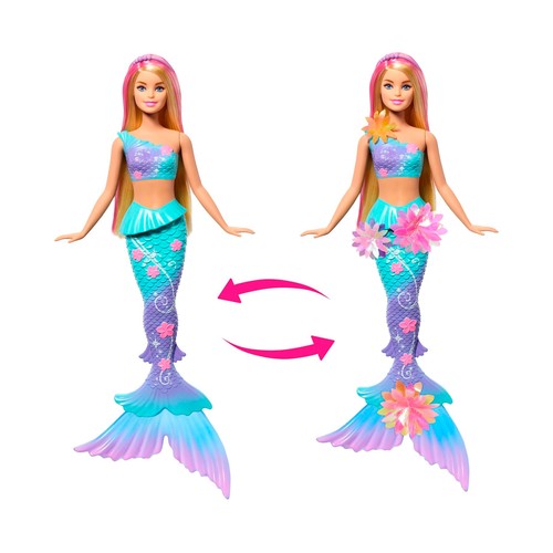 BARBIE Sirena Mágica Floreciente Muñeca Rubia +3 Años