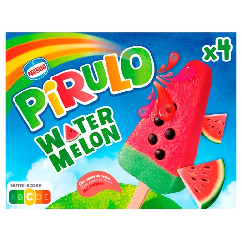 PIRULO Polo con forma y sabor a sandía PIRULO Watermelon de Nestlé 4 x 73 ml.