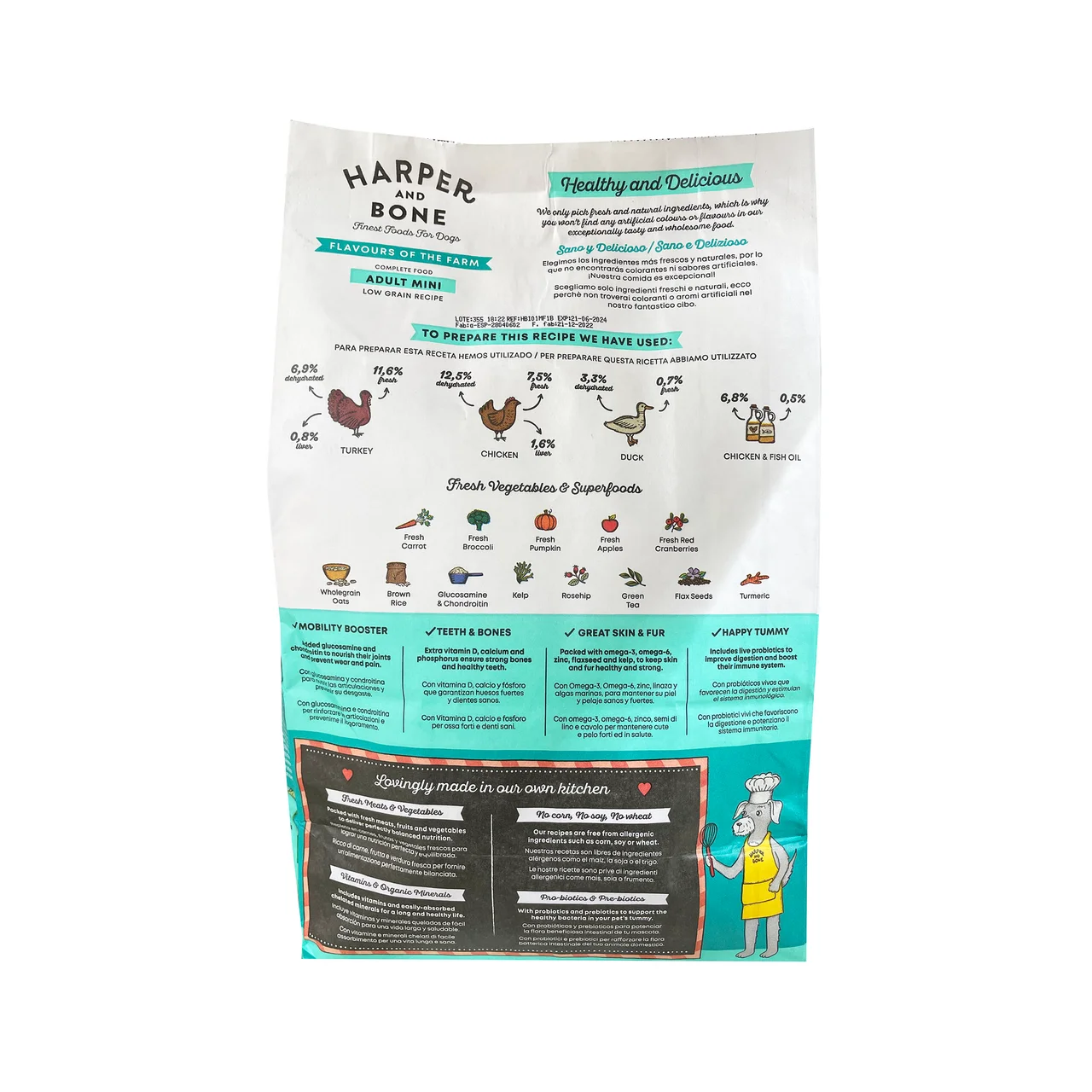 Pienso para perros pequeños Recetas Granja 1,5 kg.