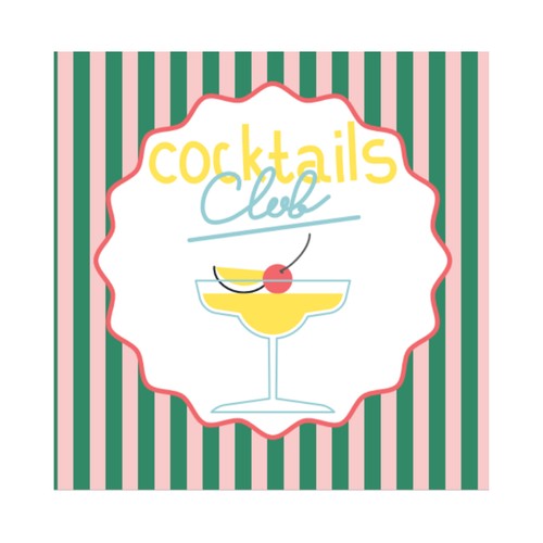 Servilletas 33x33cm 20unds, deco Colktail Club. ACTUEL