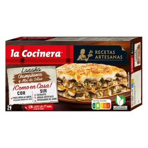 Imagen de LA COCINERA Lasaña de pasta fresca al huevo, rellena de champiñones y mix de setas Recetas artesanas 500 g.