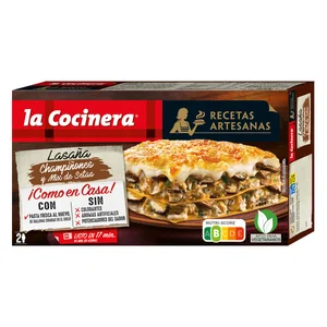 LA COCINERA Lasaña de pasta fresca al huevo, rellena de champiñones y mix de setas Recetas artesanas 500 g.