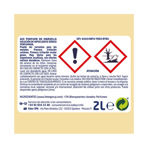 ACE Lejía perfumada con jabón de Marsella 2 l.