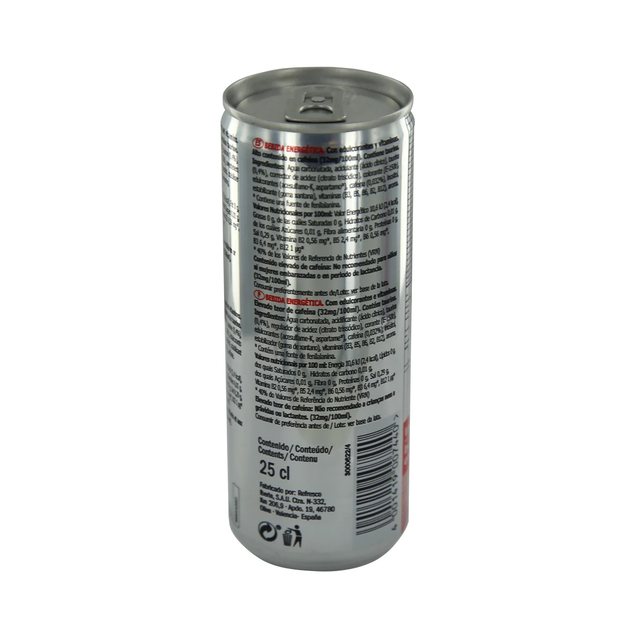 Bebida energética sin azúcar lata 25 cl.