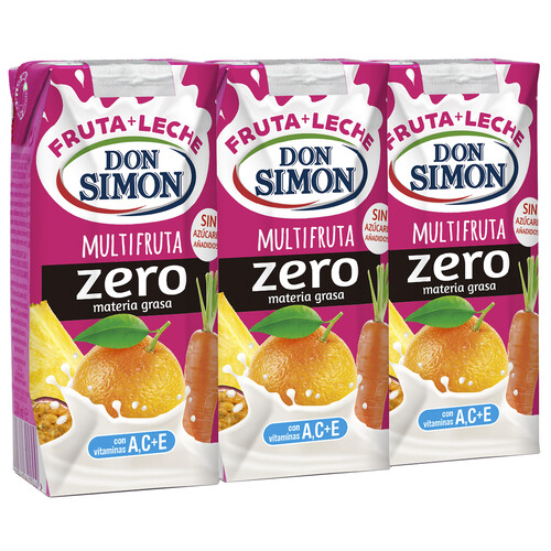 Leche con zumo multrifrutas DON SIMÓN Funciona max 3 x 330 ml.