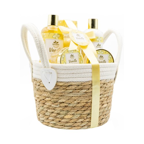 BECASAN NATURE Sweet vainilla Cesta con productos para el cuidado y la higiene personal.