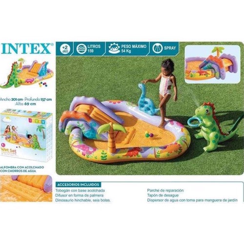 Dino park centro de juego hinchable 201x157x69cm, INTEX.