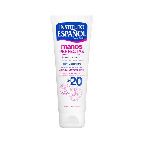 INSTITUTO ESPAÑOL Manos perfectas Crema de manos antimanchas con Rosa Mosqueta y FPS 20 75 ml.