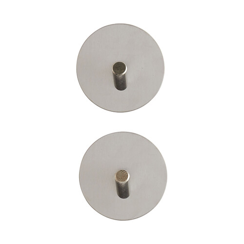 Set de 2 perchas adhesivas de ducha color plata, medidas: 6,5x6,5 centímetros, ACTUEL.