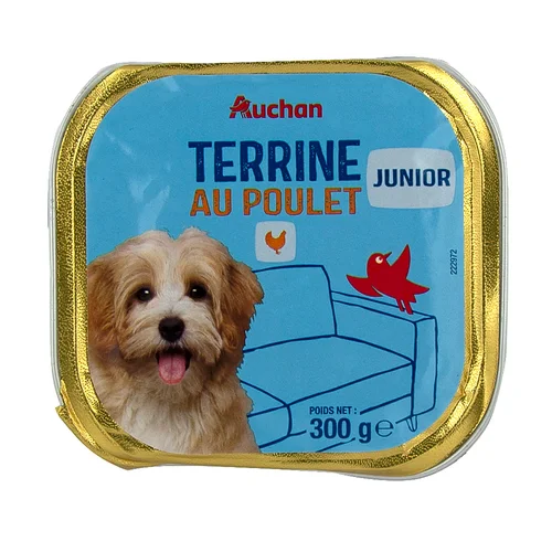 PRODUCTO ALCAMPO Trocitos en gelatina para perros adultos, con pollo y arroz 150 g.