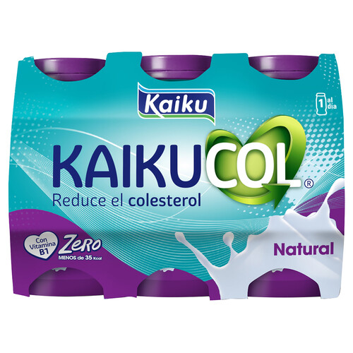 KAIKUCOL Yogur líquido con sabor natural Zero 6 x 65 g.