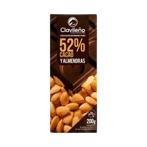 CLAVILEÑO Chocolate negro con almendras enteras 200 g.