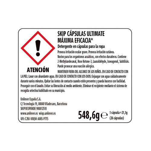 SKIP Ultimate Detergente en cápsulas máxima eficacia 22 lav.