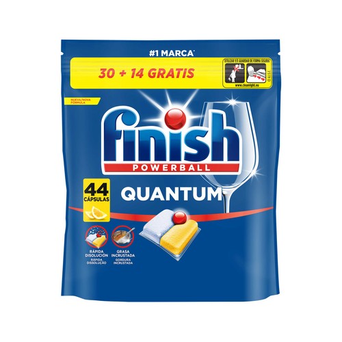 FINISH Lavavajillas máquina quantum limón 30+ 14 cápsulas.