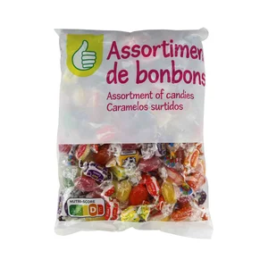 PRODUCTO ECONÓMICO ALCAMPO Surtido de caramelos duros con sabor a piña, tutti frutti, limón, naranja y frambuesa 450 g.