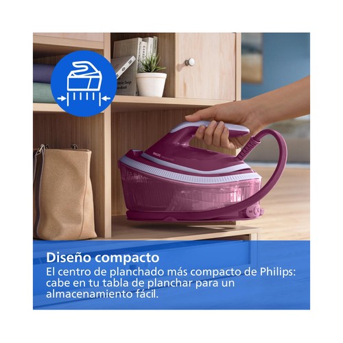 Centro de planchado PHILIPS PSG4020/30, suela SteamGlide Plus, OptimalTemp contra quemaduras, 6,5 bares de presión, color cereza
