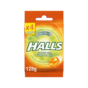 HALLS Caramelos de sabores cítricos sin azúcares añadidos HALLS 128 g.