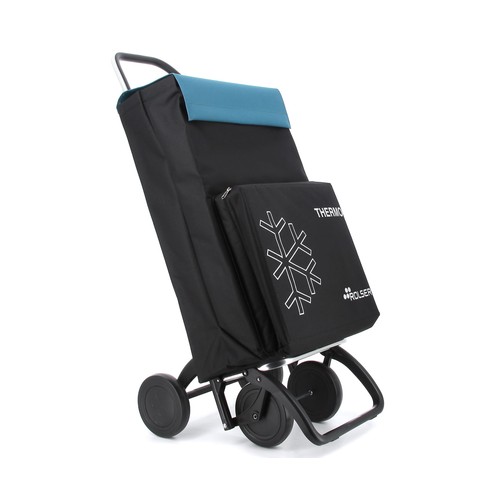 Carrito para la compra plegable modelo Termo Fresh, de color negro y agua marina, 4 Ruedas ROLSER.