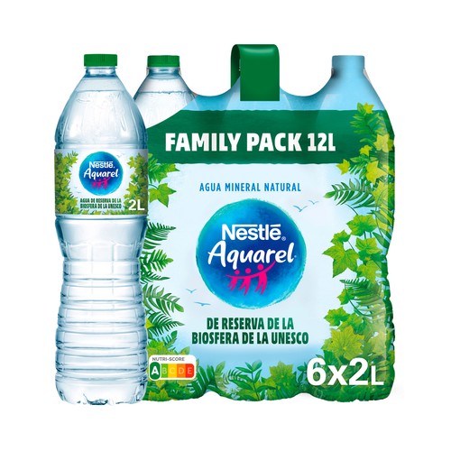 NESTLÉ AQUAREL Agua mineral pack 6 botellas 2 l.