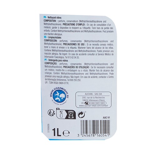 PRODUCTO ECONÓMICO ALCAMPO Limpiador cristales spray 1 L.
