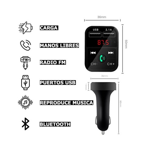 Transmisor FM NK FM2102 BLUETOOTH, USB, táctil.