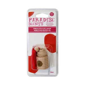 Ambientador de coche con perfumador de madera para colgar con olor a piruleta PARADISE SCENTS.