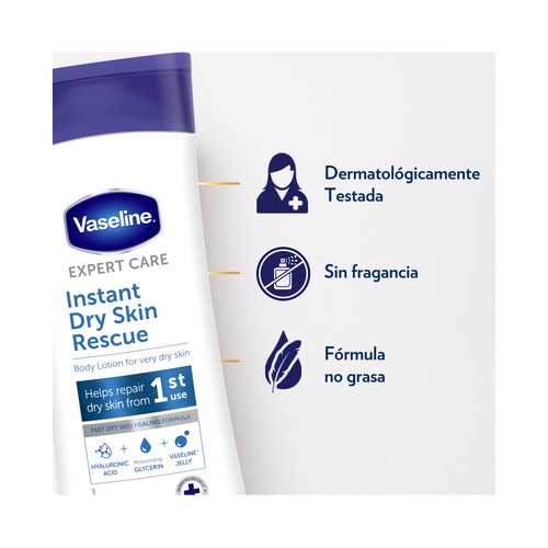 VASELINE Instant dry skin rescue Loción corporal ultra hidratante para pieles muy secas 400 ml.