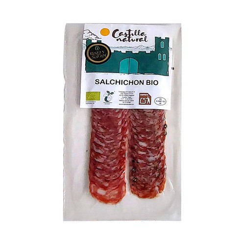 RAZA Y SABOR Castilla natural Salchichón ecológico cortado en lonchas 70 g.