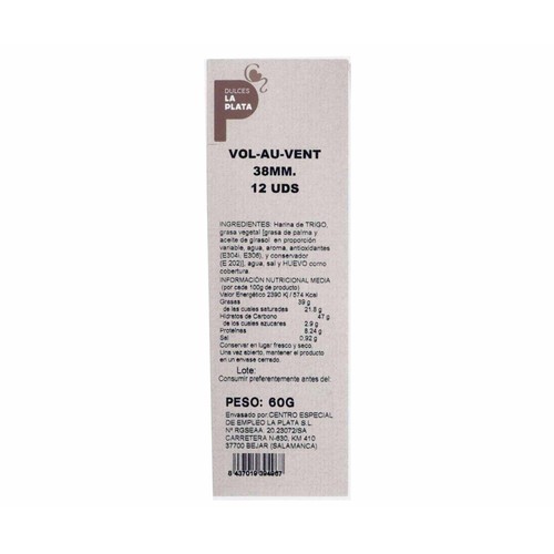 Vol-au-vent 38 mm 12 uds. 60 g.