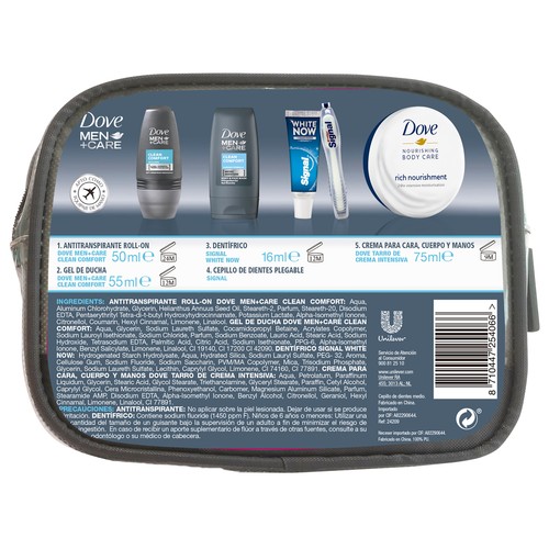 DOVE Men + care Neceser de viaje con productos para la higiene masculina.
