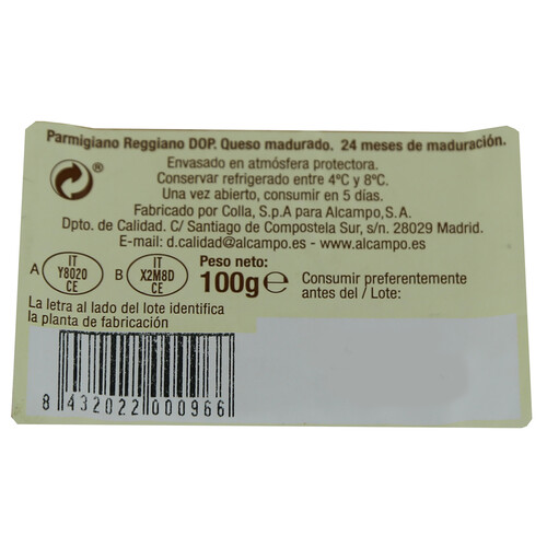 PRODUCTO ALCAMPO Queso en escamas Parmegiano Reggiano PRODUCTO ALCAMPO 100 g.