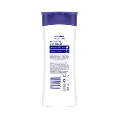VASELINE Instant dry skin rescue Loción corporal ultra hidratante para pieles muy secas 400 ml.