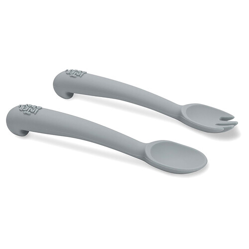 Cuchara tenedor INTERBABY de silicona, color gris.