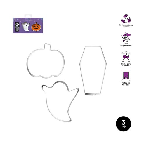 Set moldes cortadores 3uds acero inoxidable, para repostería. OH YEAH