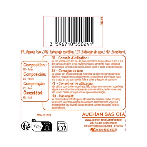 PRODUCTO ECONÓMICO ALCAMPO Estropajo metálico 2 uds.