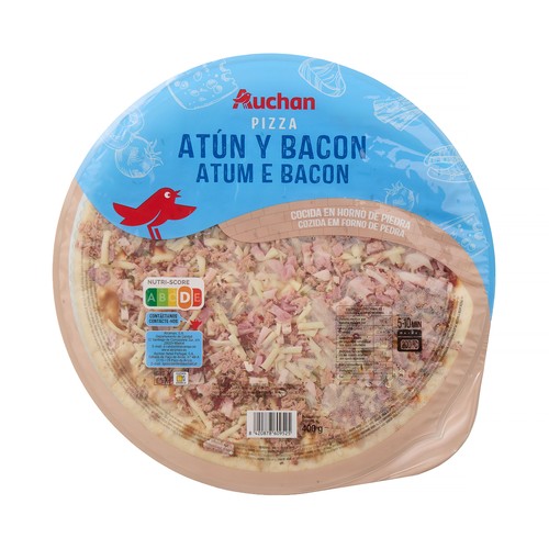 AUCHAN Pizza de atún y bacon cocida al horno de piedra 400 g Producto Alcampo.