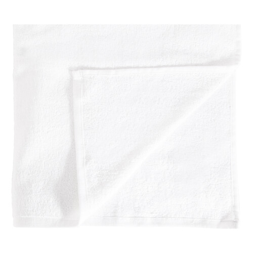 Toalla de baño blanca 100% algodón, 300g/m² de densidad, 100x150 cm. PRODUCTO ECONÓMICO ALCAMPO.