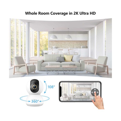 Cámara de vigilancia WiFi XIAOMI Smart Camera C300, 2K, 360°, asistente de Voz, detección de movimiento con IA.