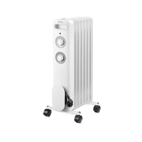Radiador de aceite QILIVE Q.6289 blanco, 1500W, 4 niveles.