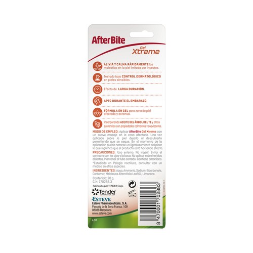 AFTER BITE Gel para el alivio inmediato de larga duración del picor AFTER BITE Xtreme 20 g.