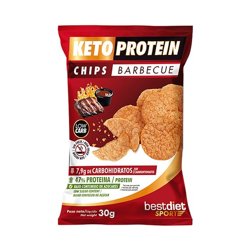 KETOPROTEIN Chips con sabor a barbacoa y con extra de proteínas 30 g.