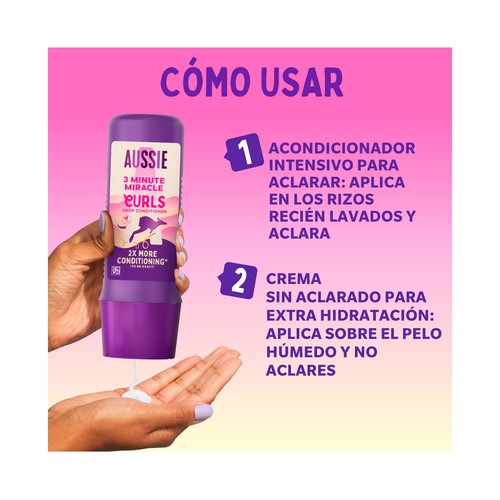 AUSSIE 3 minute miracle curls Acondicionador hidratante para cabellos rizados o con ondas 250 ml.