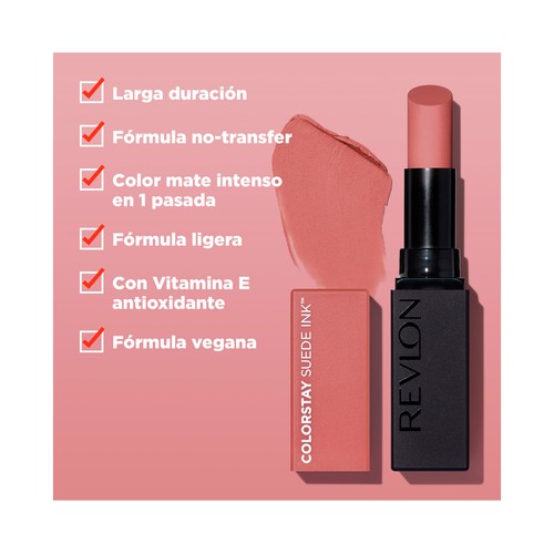 REVLON Colorstay suede ink Tono 001 Gut instinct Barra de labios de larga duración con acabado mate.