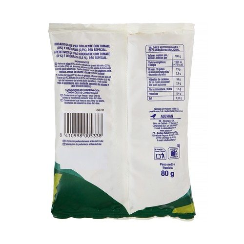 PRODUCTO ALCAMPO Snack de pan con tomate y orégano 80gr