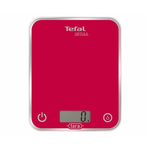 Báscula de cocina extraplana con 5kg de peso máximo, modelo Optiss color rojo TEFAL.